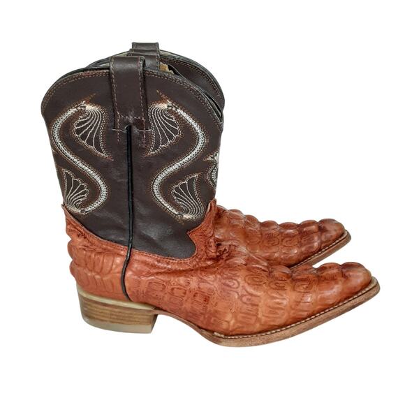 Premier Kids Western Cowboy Boot Tall Riding Crocodile Leather Youth 7 Red Rodeo - Picture 3 of 11